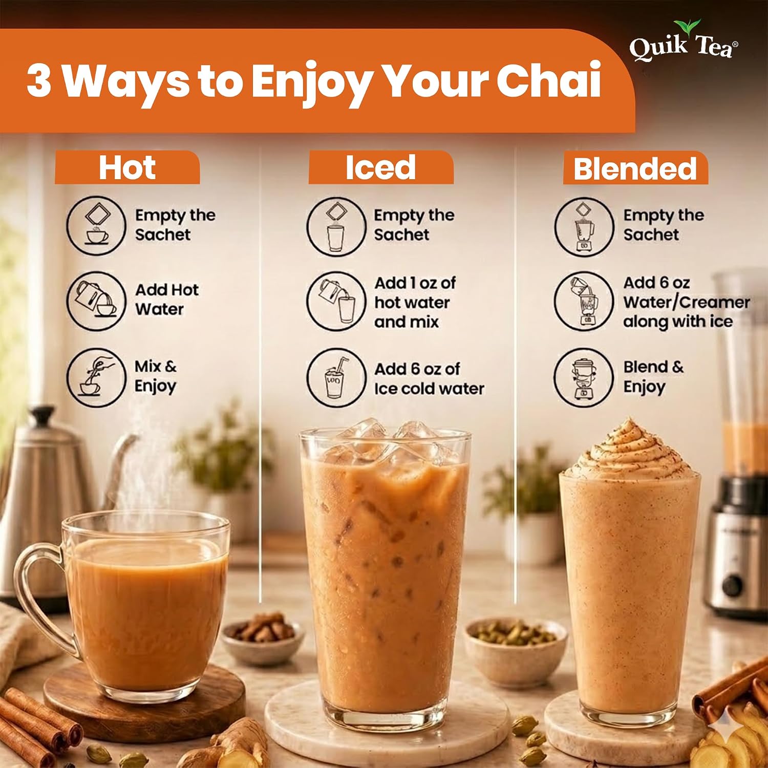 Quik Tea Pumpkin Chai Tea Latte - 10 Count