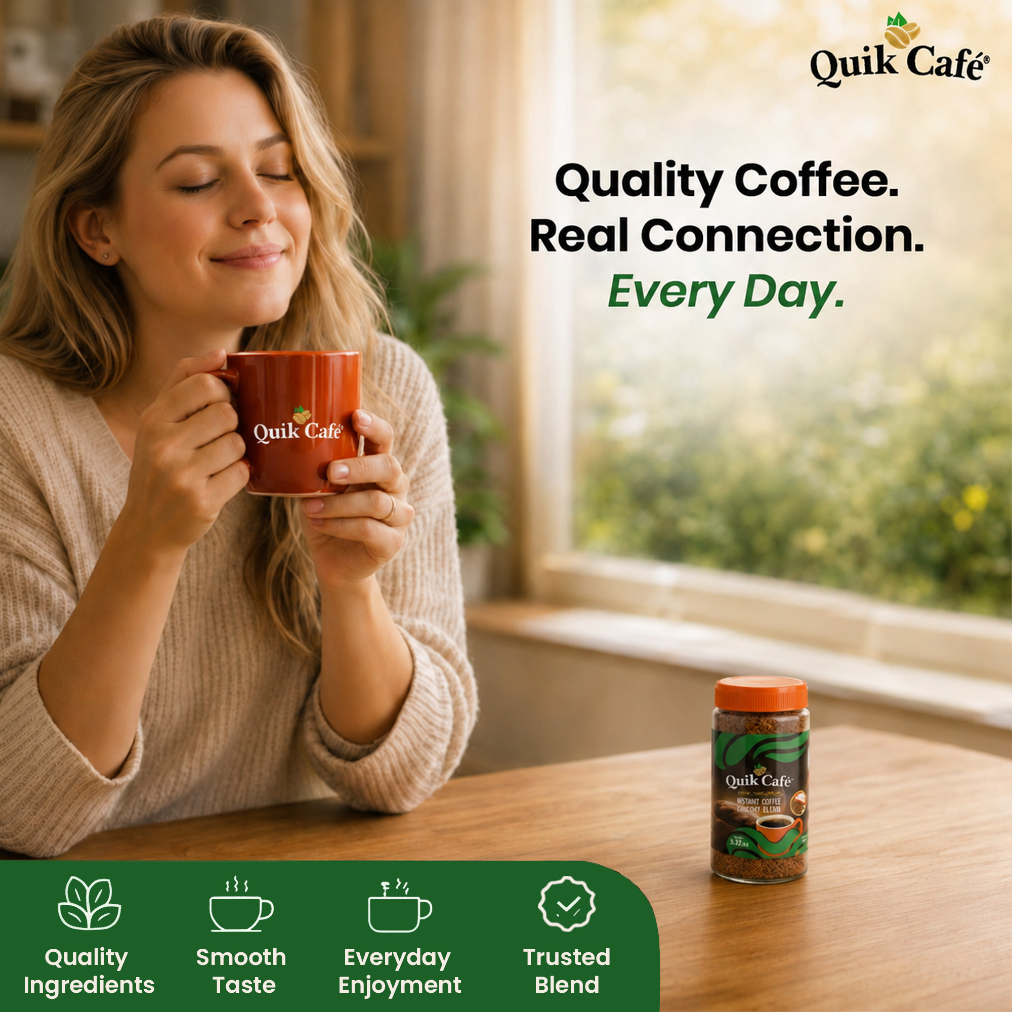 QuikCafe Agglomerated Arabica Coffee and Chicory Instant Coffee - 100g