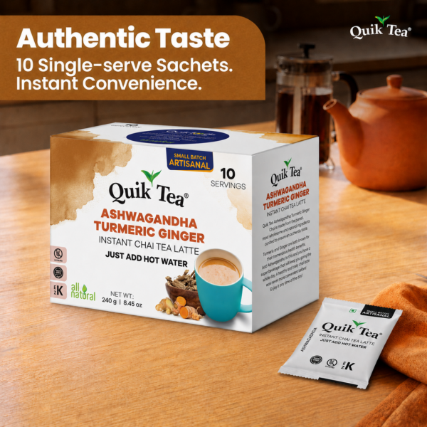 Quik Tea Ashwagandha Tumeric-Ginger Chai Latte - 10 Count